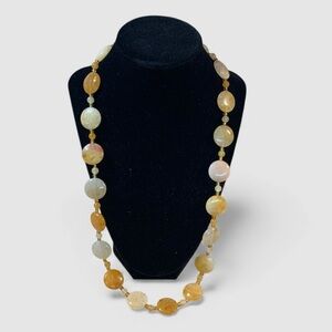 Handcrafted Citrine Golden Quartz Necklace Polished Natural Stone 26”